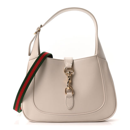Ancora Calfskin Web Small Jackie Shoulder Bag Light Grey