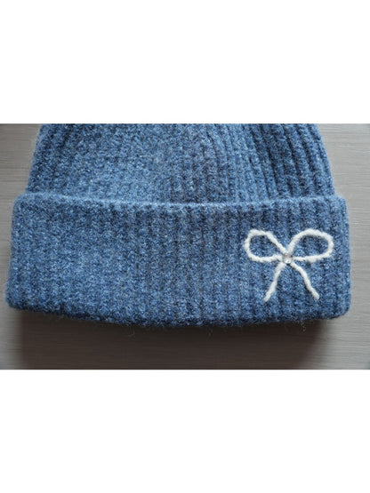 Haila - Knitted Beanie with Butterfly Embroidery