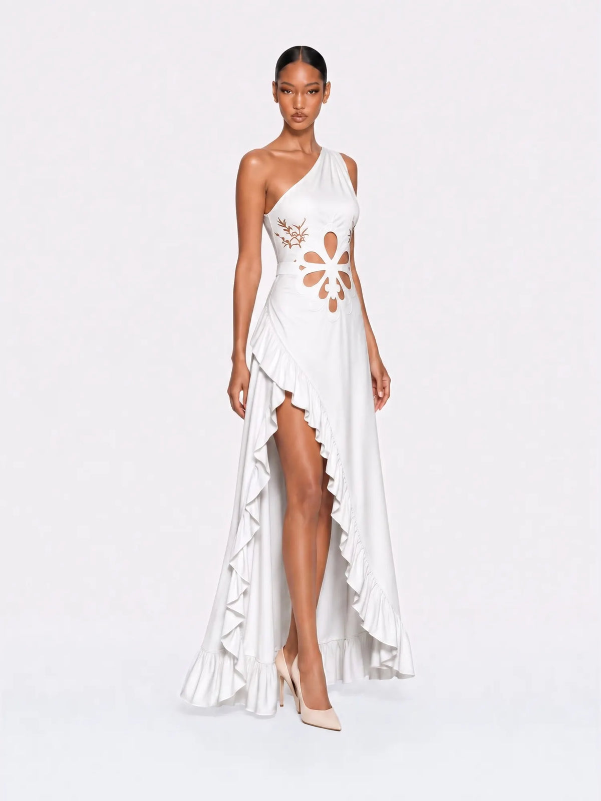 Grace Floral Cutout Ruffle Maxi Dress