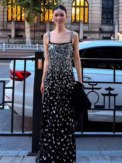 Romina Sequined Beaded Maxi Dress