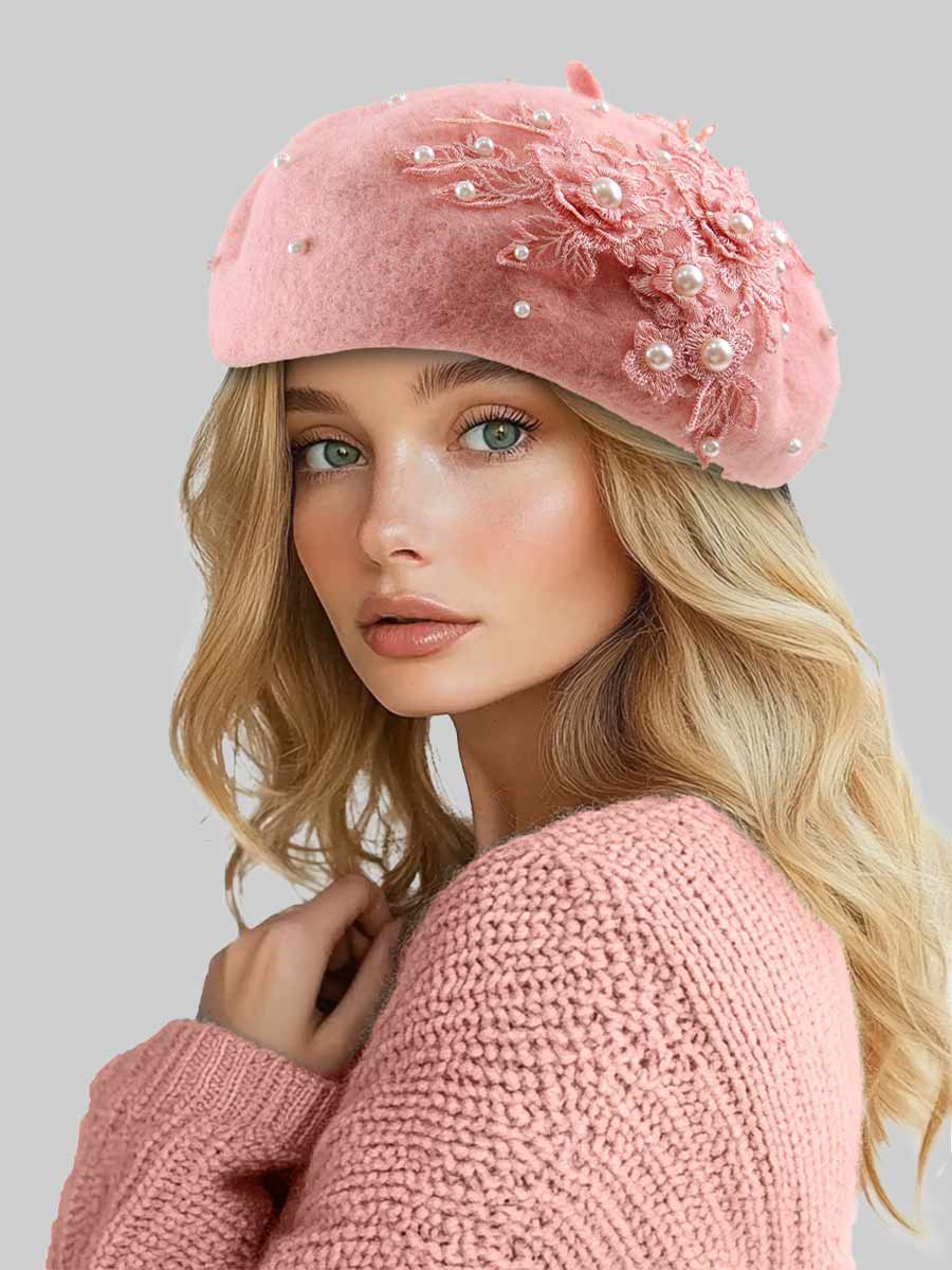 Mariana Pearl Beaded Lace Beret