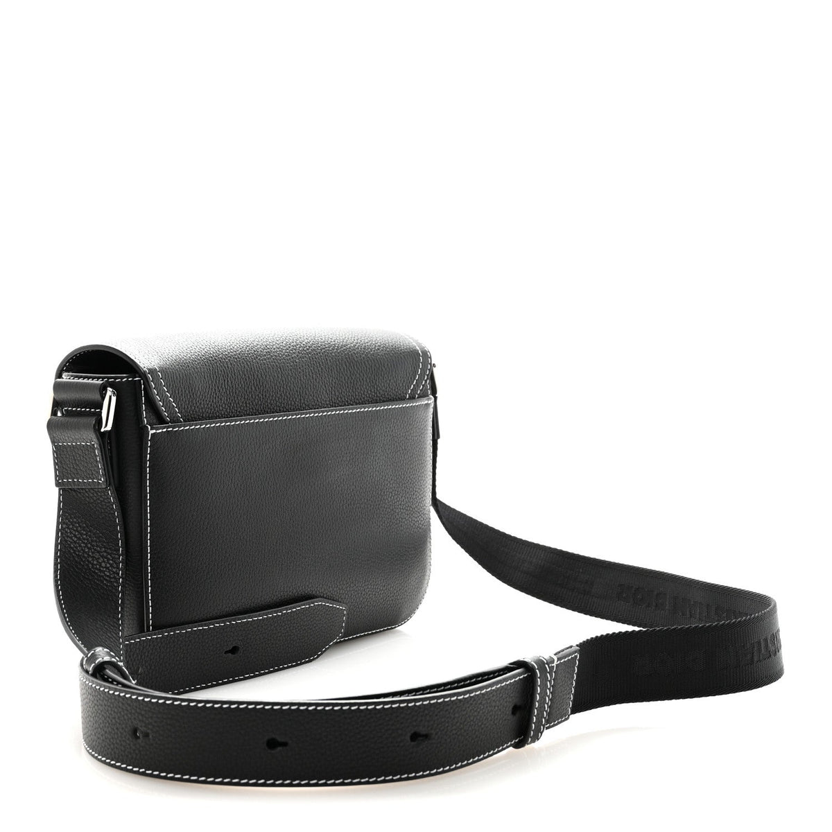 Grained Calfskin Medium Saddle Messenger Bag Black