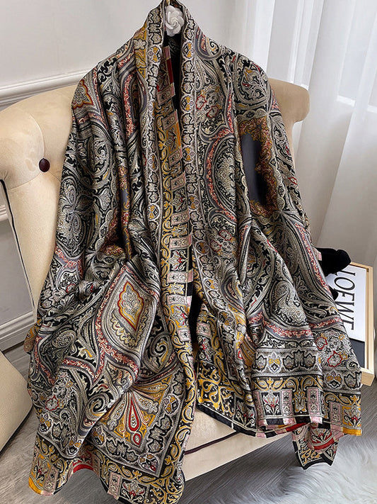 Flower Print Multi-Colored Shawl&Scarf