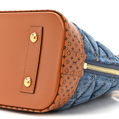 Denim Calfskin Reverse Monogram Malletage Alma BB Blue