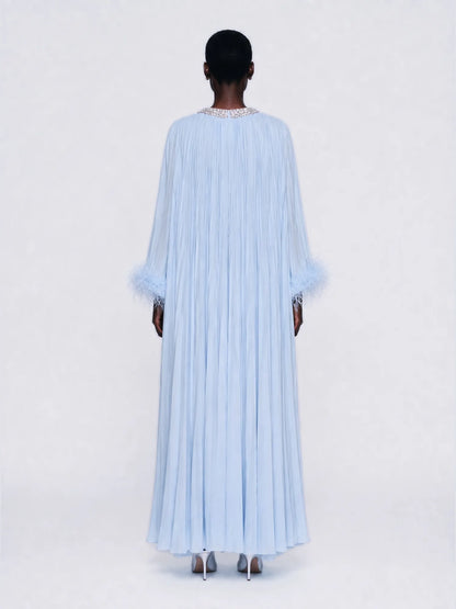 Brielle Rhinestone Embellished Pleated Maxi Dress
