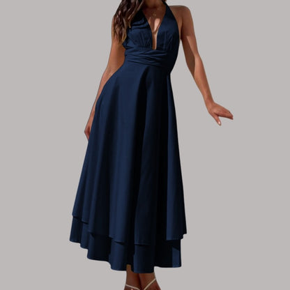 Princess Dress With Neck Wrap Waist Tie