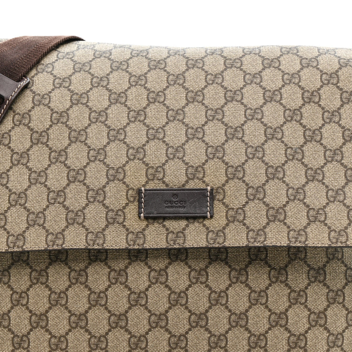 GG Plus Monogram Messenger Diaper Bag Dark Brown