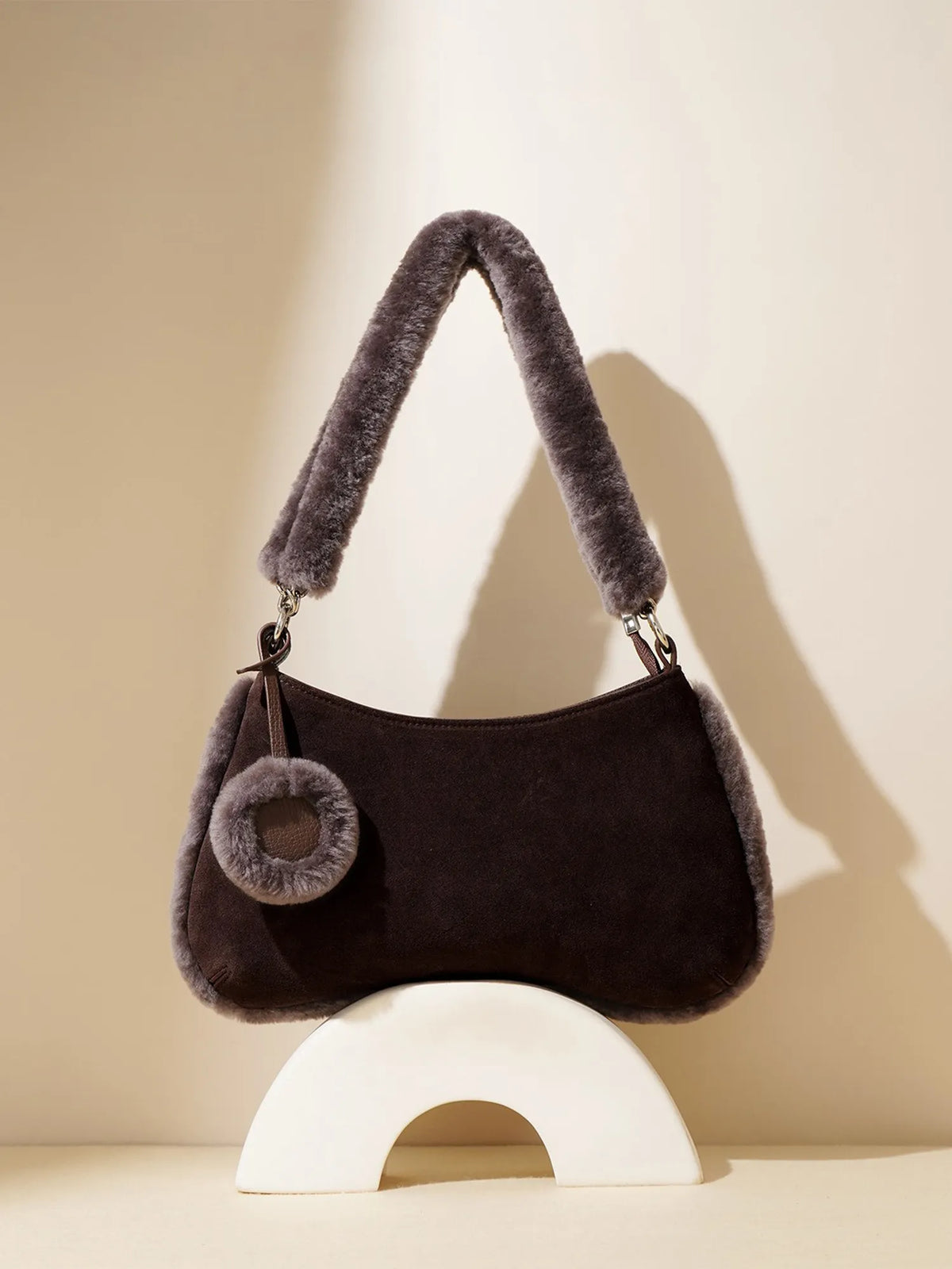 Alaina Leopard print plush trim underarm bag
