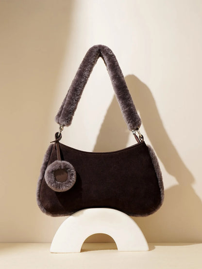 Alaina Leopard print plush trim underarm bag