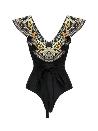 Alora Gold Printed Swimsuit Set
