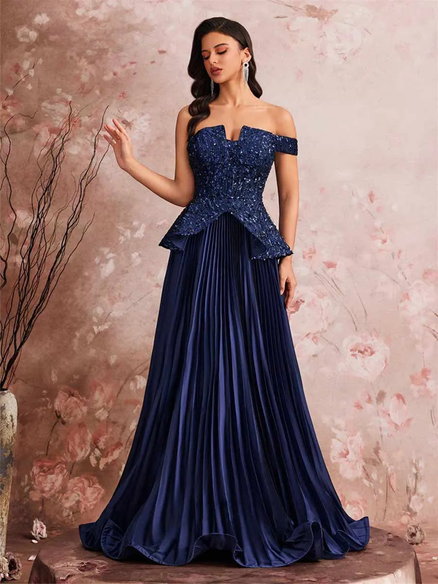 Davina Elegant Sequined Maxi Dress