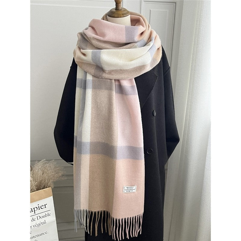 Fringed Plaid Shawl Scarf