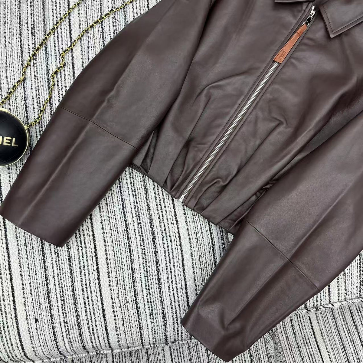 Loewe Draped Jacket Brown Nappa Lambskin 348576