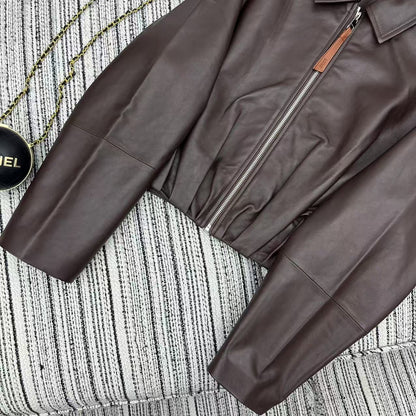 Loewe Draped Jacket Brown Nappa Lambskin 348576