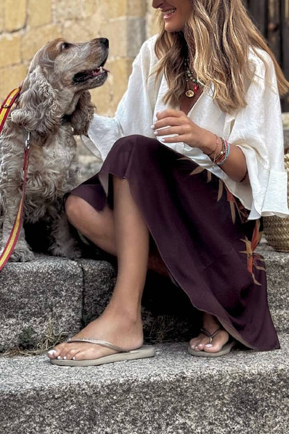 White bell-sleeve resort style top
