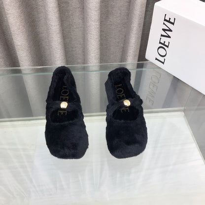 Loewe 2026 Ballet Flat Black in Wool 597434