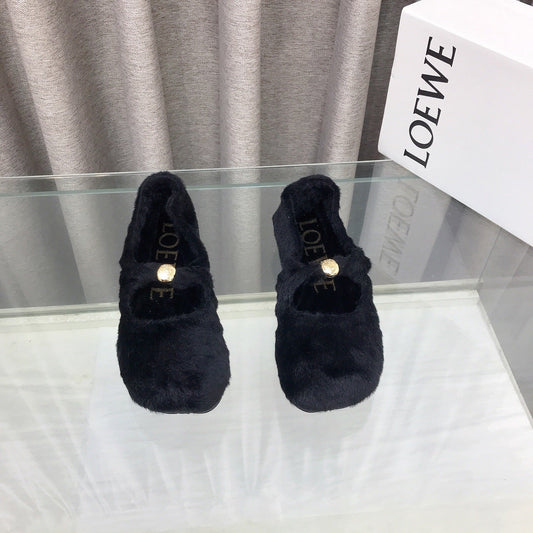 Loewe 2026 Ballet Flat Black in Wool 597434