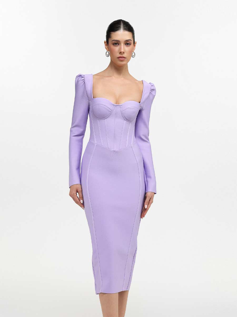 Isadora Bandage Midi Dress In Purple