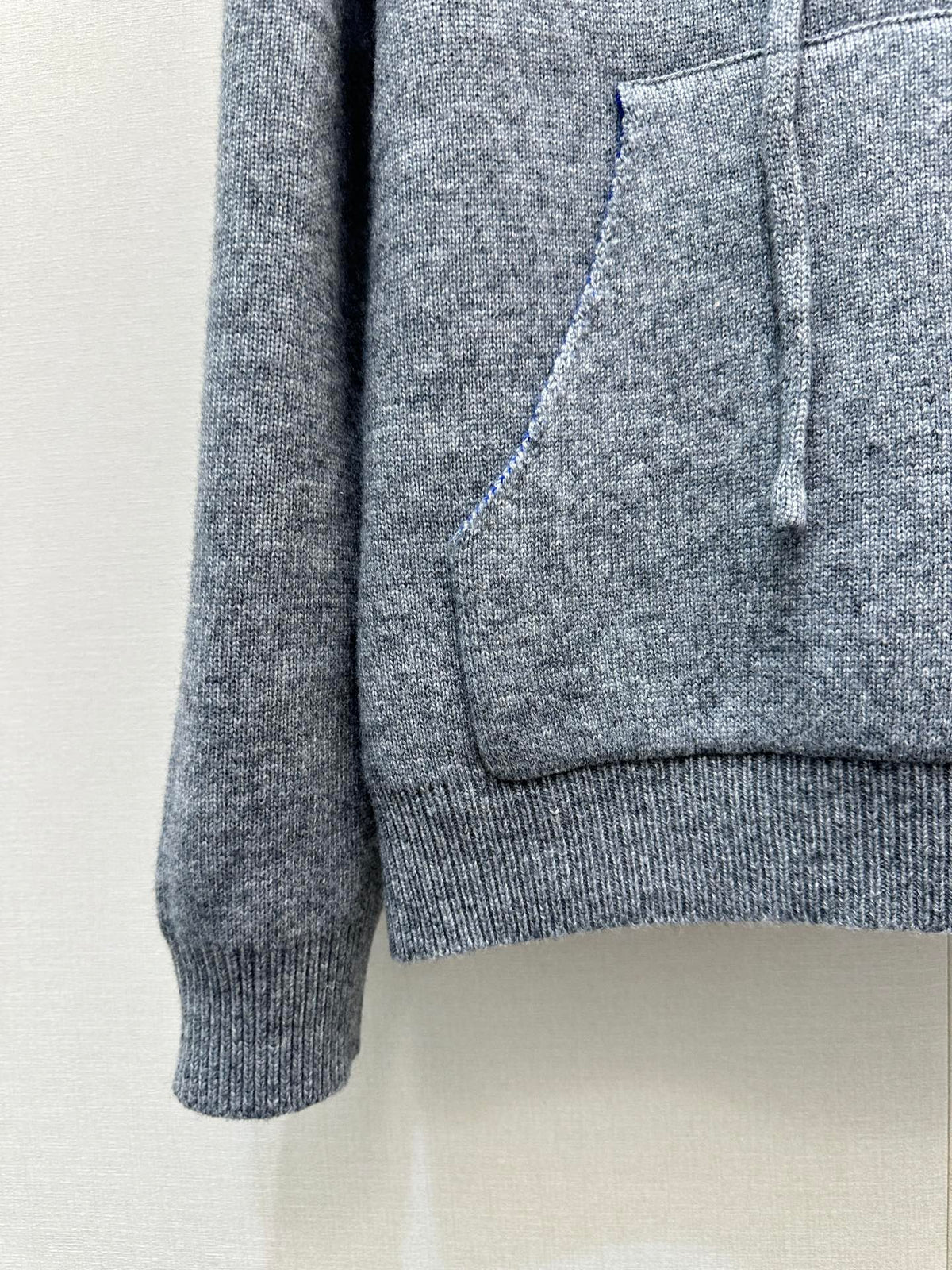 Celin Embroidered Hooded Sweater Grey Wool 346091