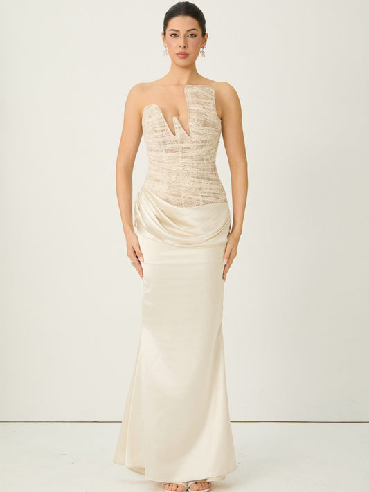 Cecelia Strapless Lace Corset Maxi Dress