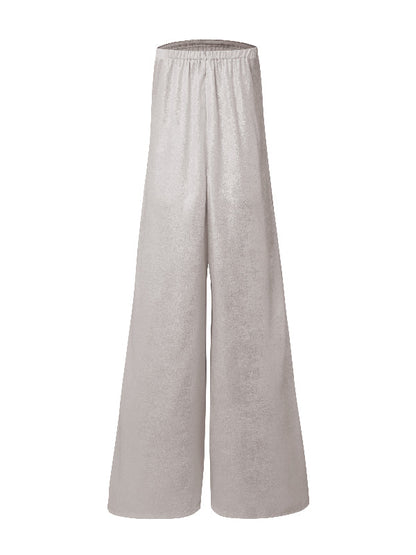 Wide Leg Solid Color Strapless Tube Jumpsuits