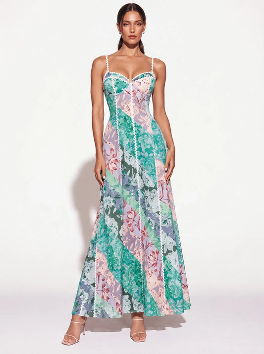Noelle Paneled Print Camisole Maxi Dress