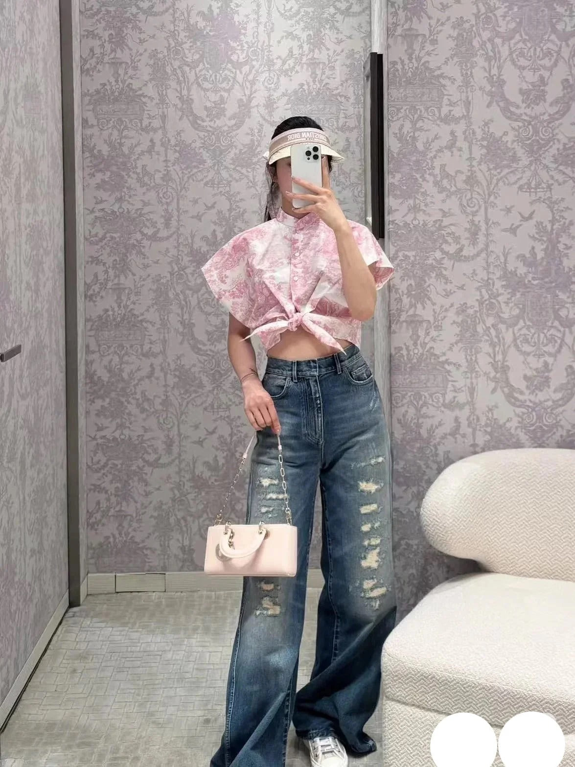 DIOR 25S RIPPED WIDE-LEG PANTS 705