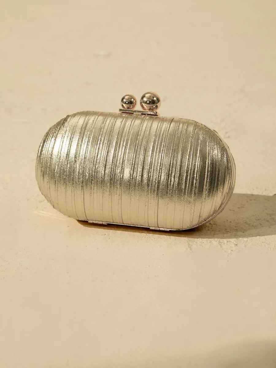 Daphne Pleated Texture Ball Clasp Clutch