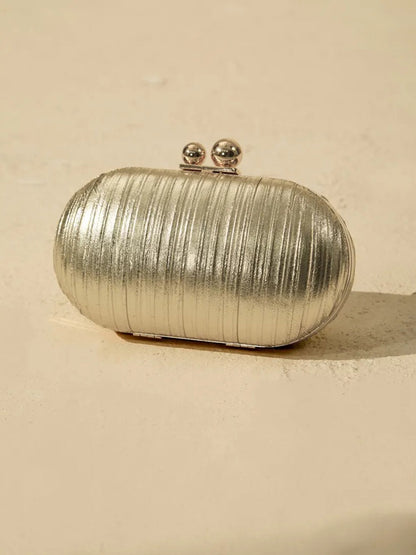 Daphne Pleated Texture Ball Clasp Clutch