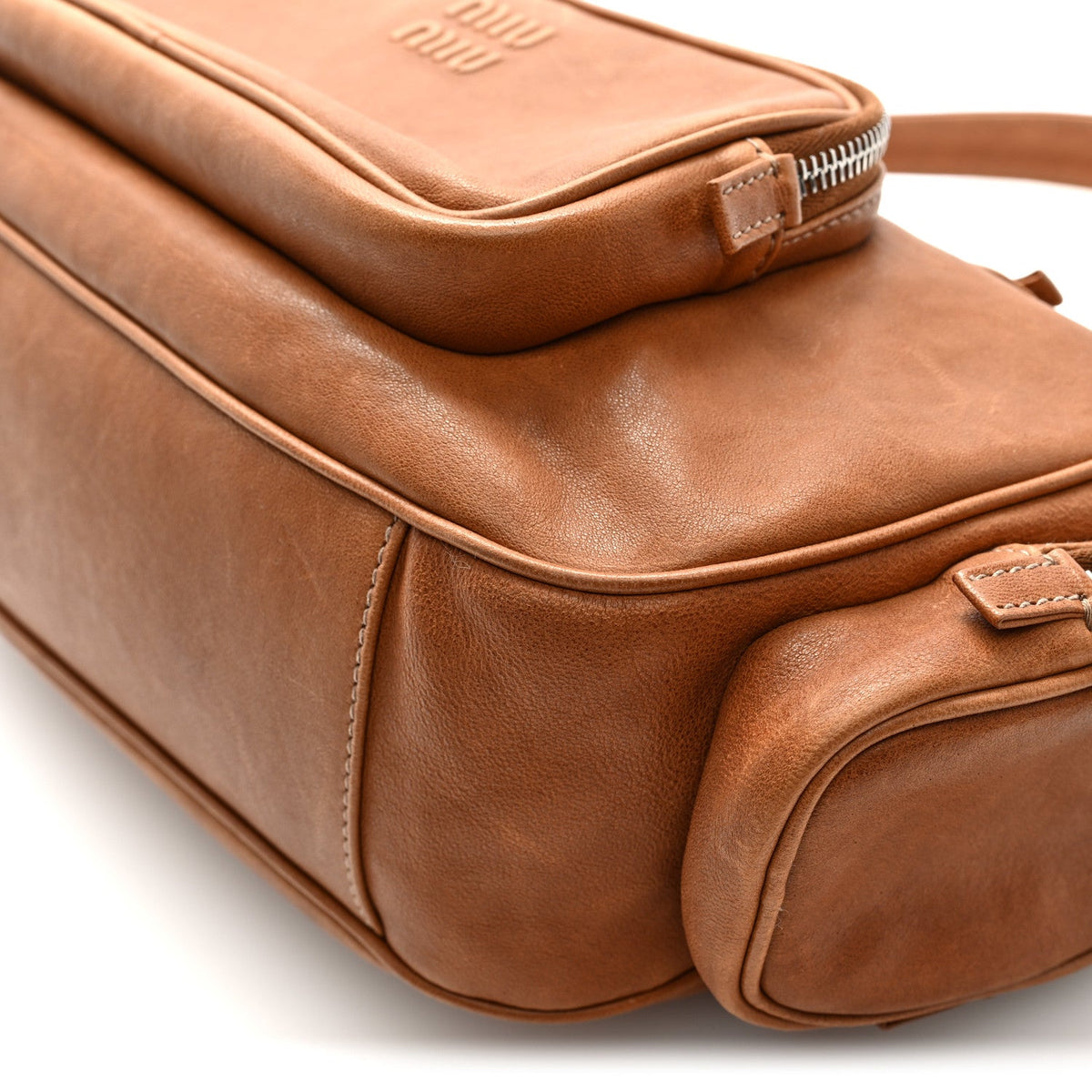 Nappa Large Multi Pocket Hobo Caramel