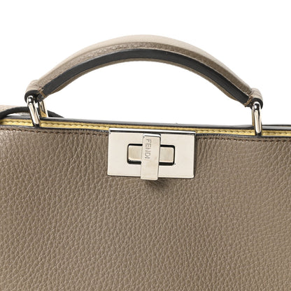 Cuoio Romano Vitello Cover Glazed Fabric Bi-Color FF 1974 Mini Peekaboo I SEE U Satchel Tartufo Banana Tobacco Moro