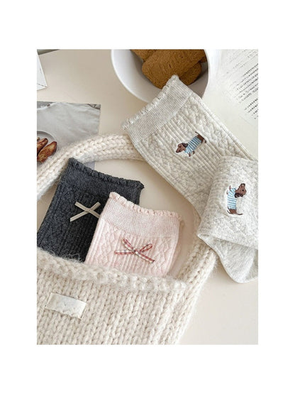 Rufia - Sweet Cozy Bow Mid-Calf Capsule Socks