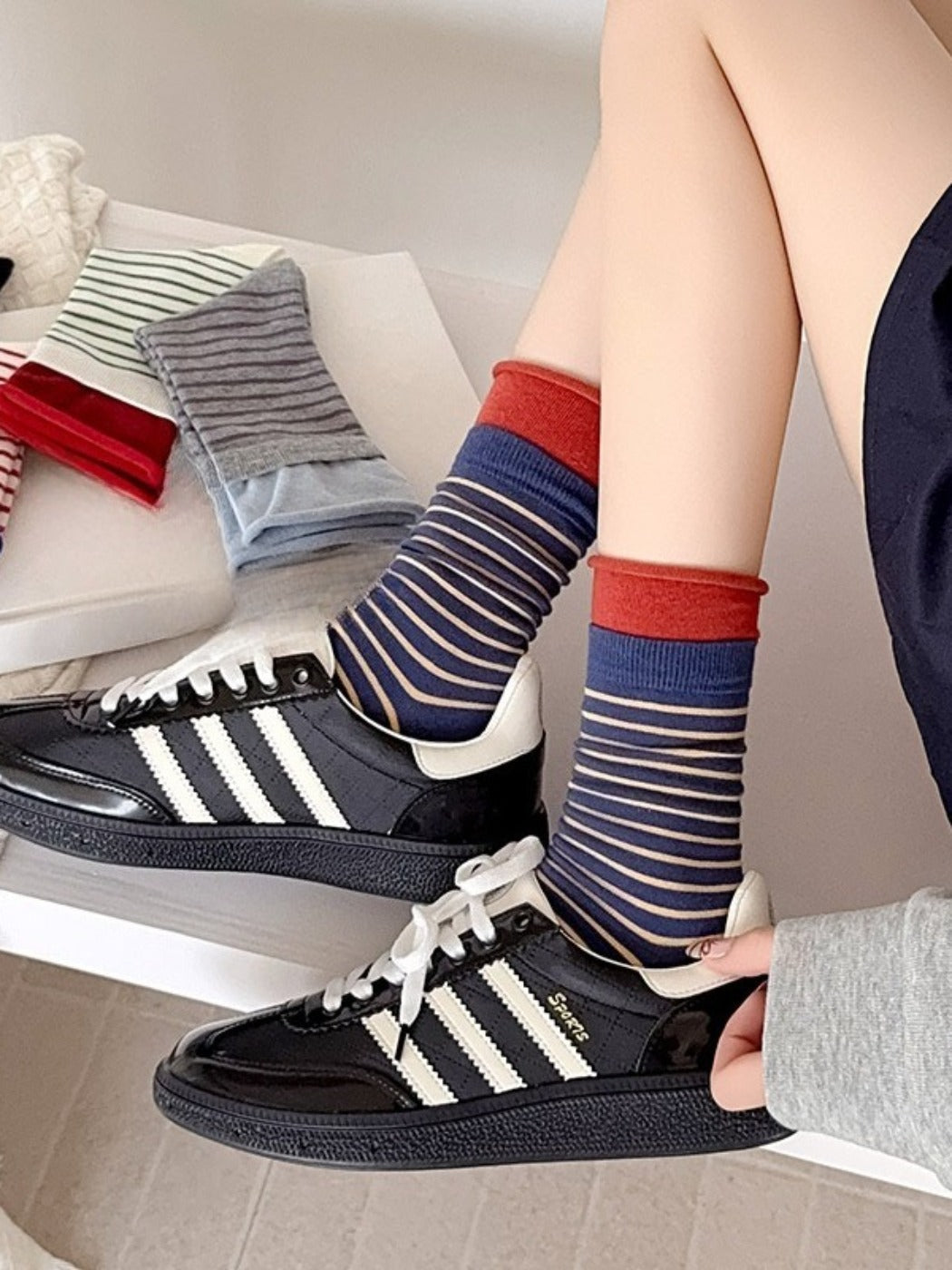 Rufia - Stripe Color-Block Mid-Calf Capsule Socks
