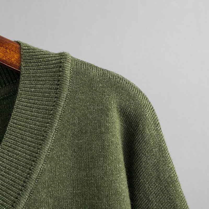 Simple V-Neck Loose Color Block Leopard Print Sweater