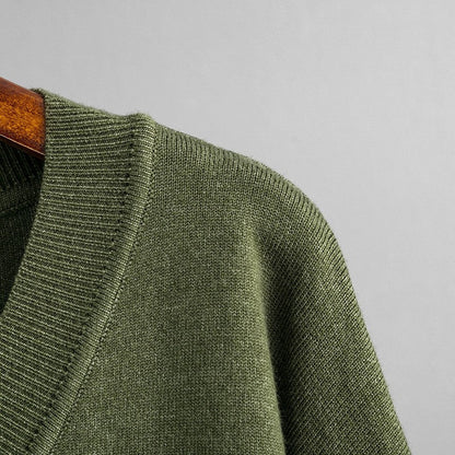 Simple V-Neck Loose Color Block Leopard Print Sweater
