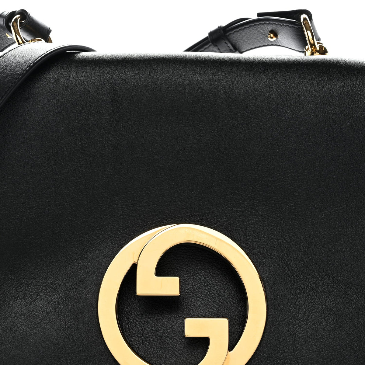 Roxy Calfskin Web Medium Blondie Top Handle Shoulder Flap Bag Black