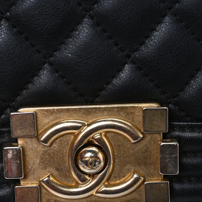 Lambskin Quilted Medium Boy Flap Black