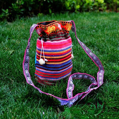 Ethnic Embroidery Bags  Hand-Woven Cross-Stitch Mini Slung Bag Mobile Phone Bag Girl