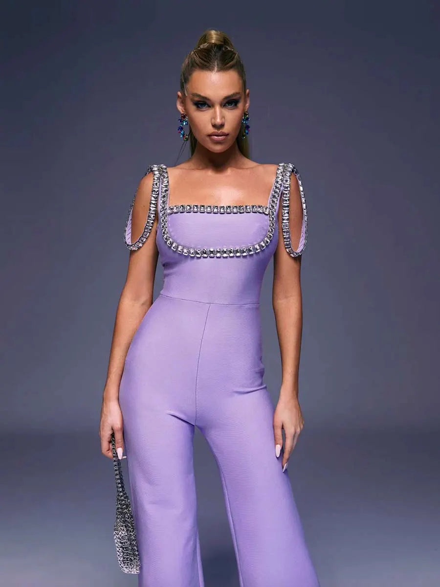 Catalina Crystal bead Bandage Jumpsuit