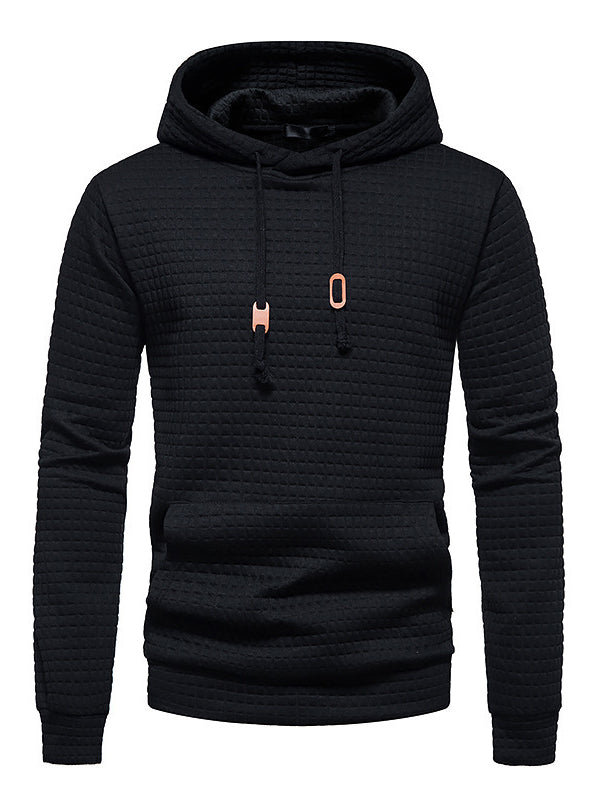 Long Sleeves Waffle Hooded Sweatshirt Tops