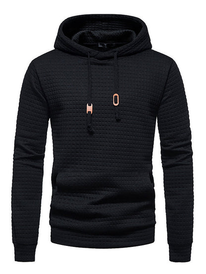 Long Sleeves Waffle Hooded Sweatshirt Tops