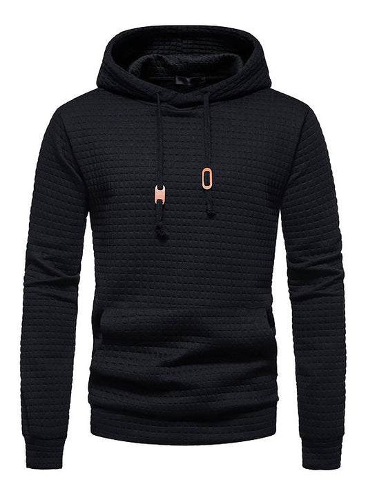 Long Sleeves Waffle Hooded Sweatshirt Tops