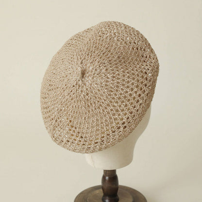 Elegant Solid Color Hollow Out Beret Hat