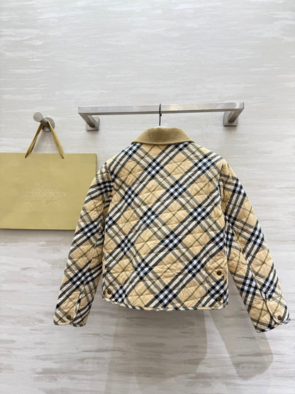 Burberry 25 Plaid Jacket Beige Black Cotton