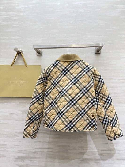 Burberry 25 Plaid Jacket Beige Black Cotton
