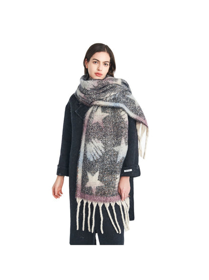 Scarvii - Winter Scarf with Star Jacquard and Tassels