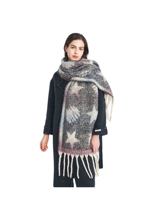 Scarvii - Winter Scarf with Star Jacquard and Tassels