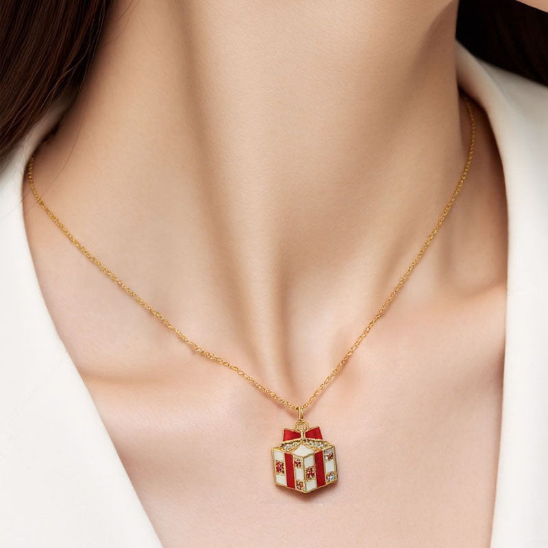 Simple Christmas Pendant Enamel Necklace