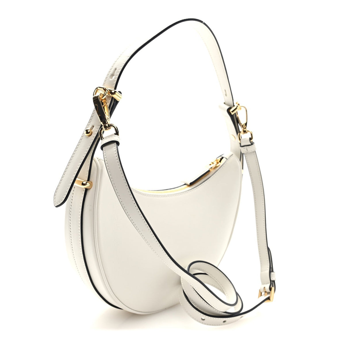 Soft Calfskin Arque Shoulder Bag White