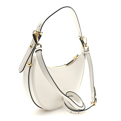 Soft Calfskin Arque Shoulder Bag White